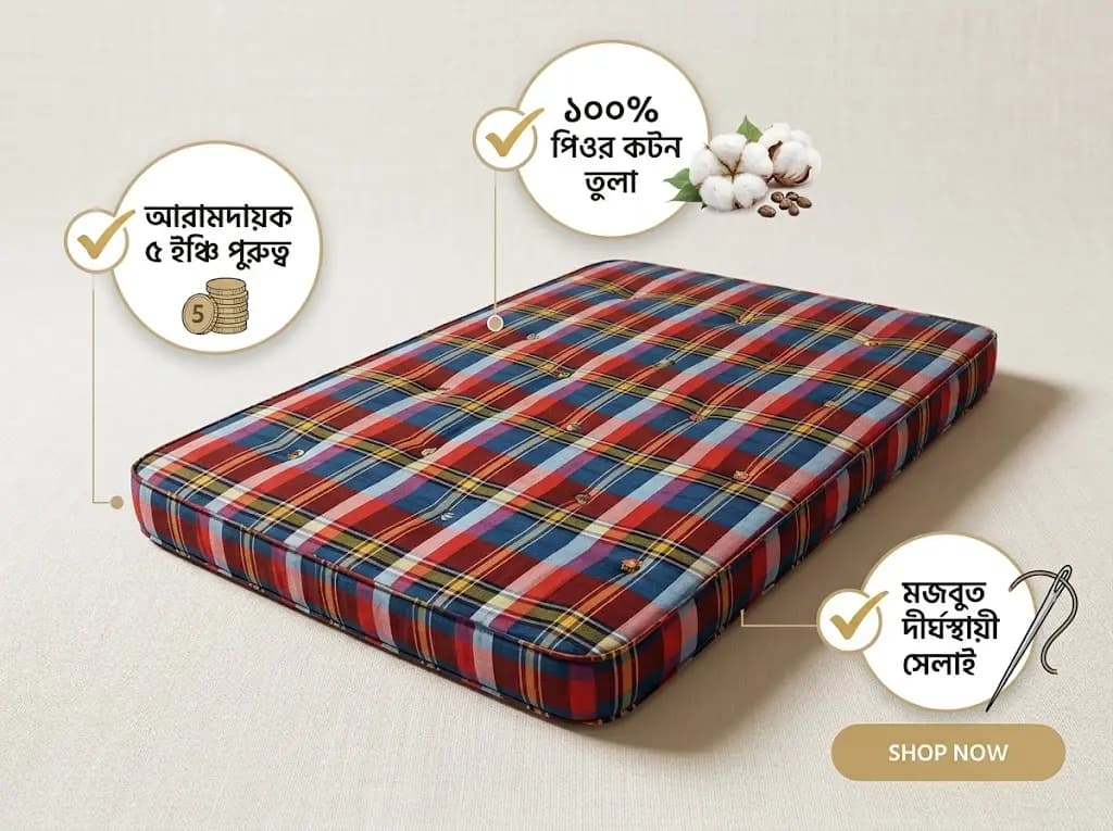 রউফ বেডিং ৫ ইঞ্চি স্পেশাল কটন জাজিম - থাম্বনেইল 5